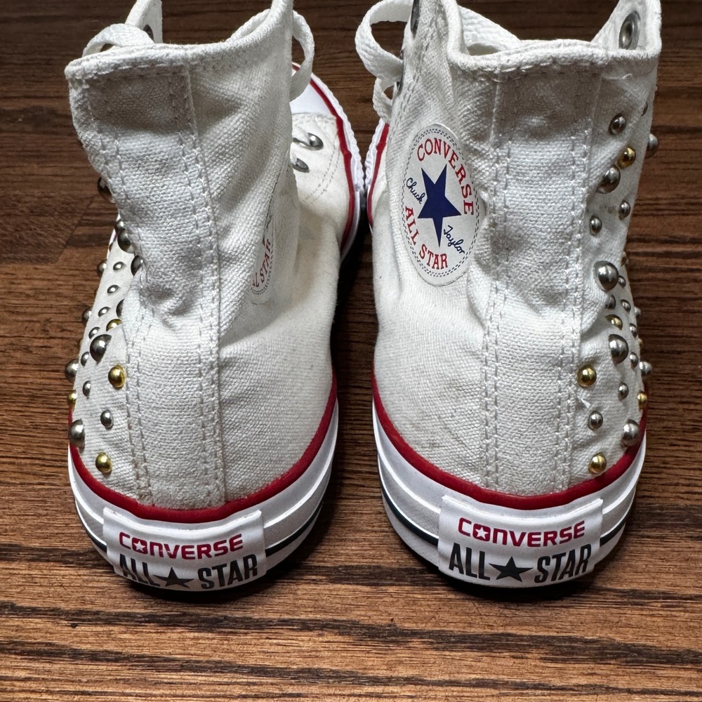 Converse All Star White Studded High Top Sneakers Kids / Jrs 4 or Womens 6 - Picture 10 of 10